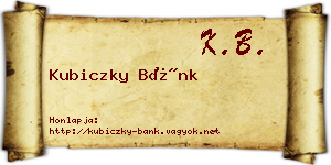 Kubiczky Bánk névjegykártya